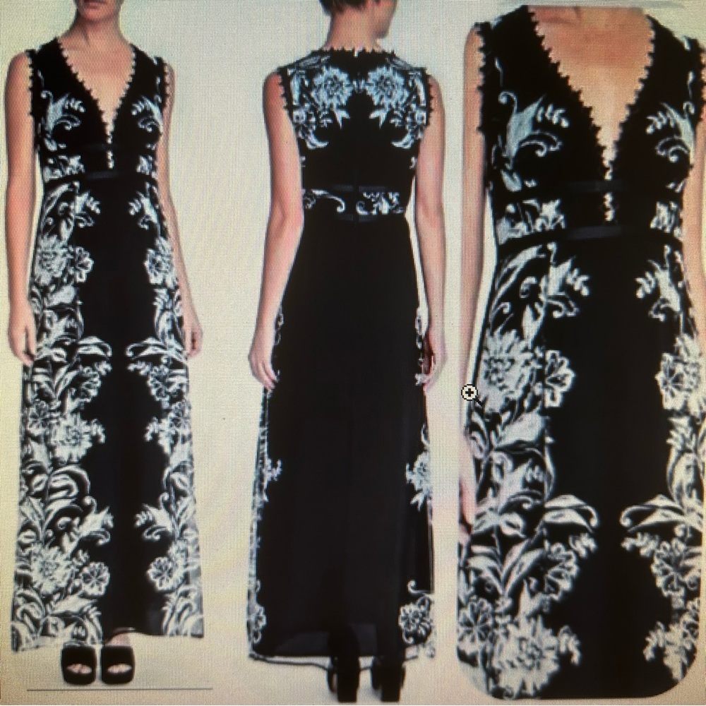 Nanette Lepore dress 10 silk long maxi black blue floral NEW marry me chic flowy
